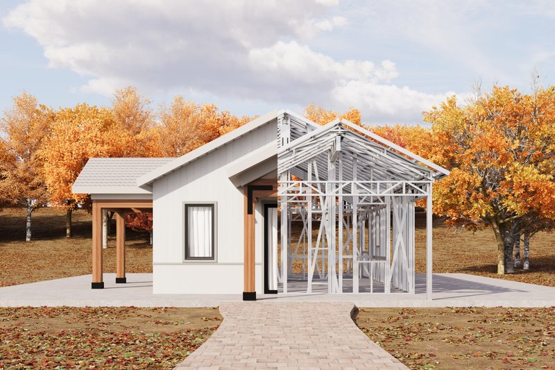 House Design - Exterior - Front Elevation 3 for Ranch House Plan #1106-52 - 1 bed, 1 bath