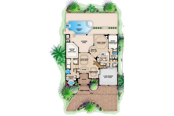 Floor Plan - Main Floor for Mediterranean House Plan #27-378 - 5 bed, 4.5 bath