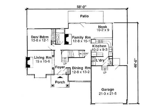 Floor Plan - Main Floor for Traditional House Plan #312-817 - 4 bed, 3 bath