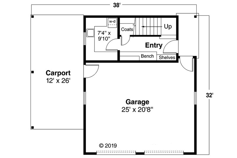 Architectural House Design - Floor Plan - Main Floor for Craftsman House Plan #124-932, 1 bath