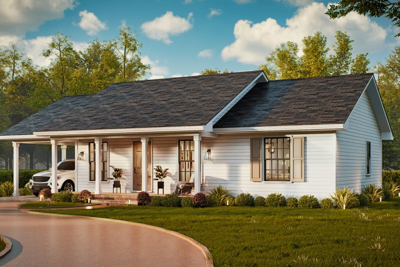 House Blueprint - Exterior - Front Elevation 3 for Traditional House Plan #54-636 - 3 bed, 2 bath