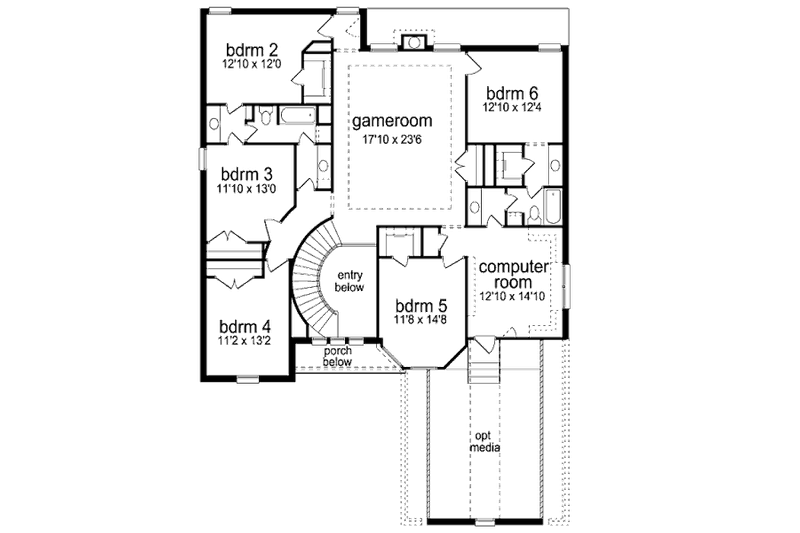 Dream House Plan - Floor Plan - Upper Floor for European House Plan #84-466 - 6 bed, 3.5 bath