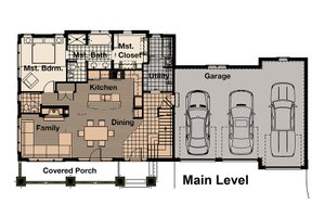 Floor Plan - Main Floor for Craftsman House Plan #908-3 - 4 bed, 3.5 bath