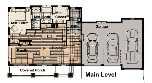 Craftsman Floor Plan - Main Floor Plan #908-3