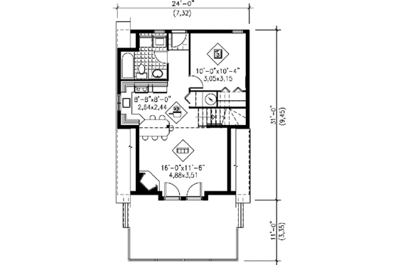 Floor Plan - Main Floor House Plan #25-2293 - 3 bed, 1 bath