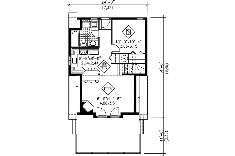 Dream House Plan - Floor Plan - Main Floor House Plan #25-2293 - 3 bed, 1 bath