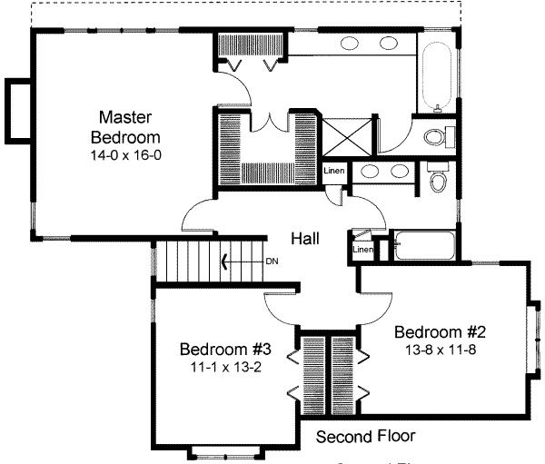 Traditional Floor Plan - Upper Floor Plan #312-132
