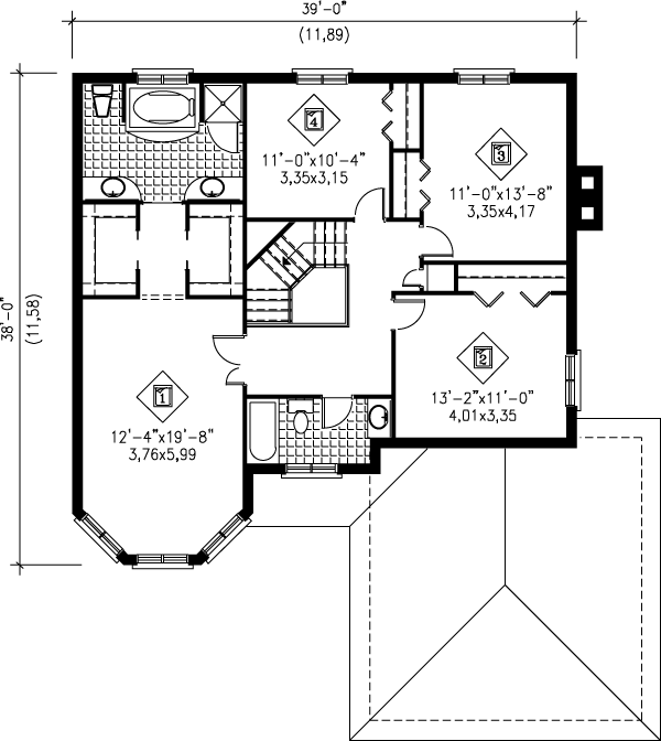 European Floor Plan - Upper Floor Plan #25-2075