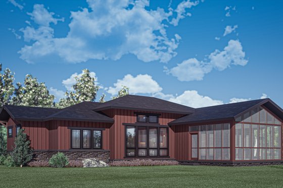 Exterior - Rear Elevation for Prairie House Plan #1088-12 - 3 bed, 2.5 bath