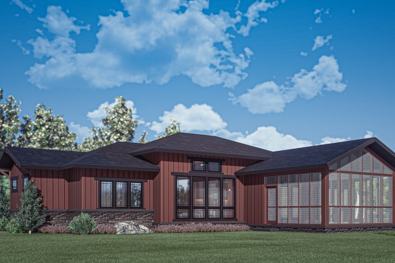Architectural House Design - Exterior - Rear Elevation for Prairie House Plan #1088-12 - 3 bed, 2.5 bath