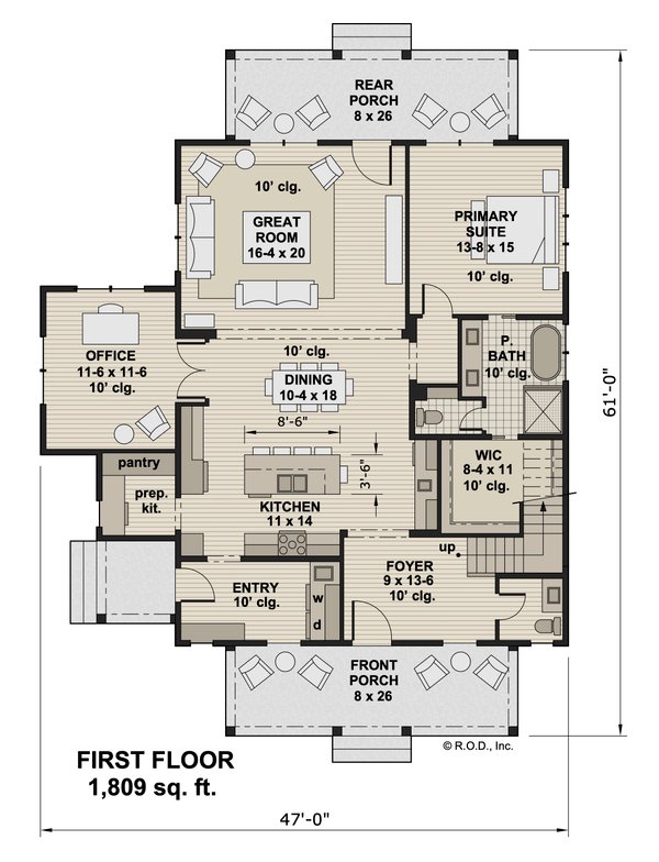 Farmhouse Floor Plan - Main Floor Plan #51-1280