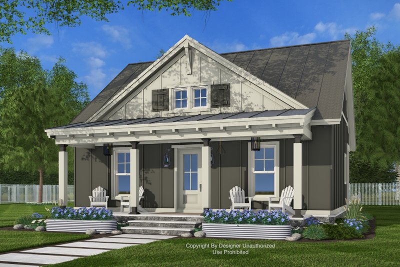 Architectural House Design - Exterior - Front Elevation 4 for Craftsman House Plan #51-1436 - 1 bed, 1 bath