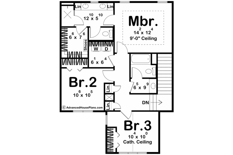 Architectural House Design - Floor Plan - Upper Floor for Craftsman House Plan #455-481 - 3 bed, 2.5 bath