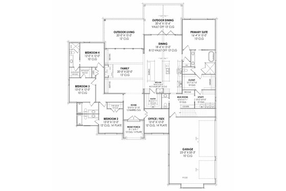 Floor Plan - Main Floor for European House Plan #1096-152 - 4 bed, 4.5 bath
