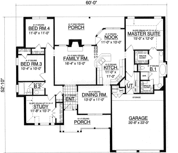 Southern Floor Plan - Main Floor Plan #40-354