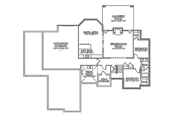 Floor Plan - Lower Floor for Bungalow House Plan #5-281 - 5 bed, 3.5 bath