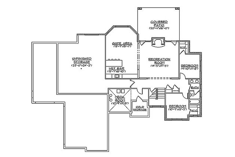 House Design - Floor Plan - Lower Floor for Bungalow House Plan #5-281 - 5 bed, 3.5 bath
