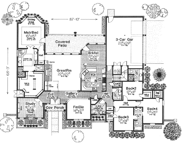 House Plan Design - European Floor Plan - Main Floor Plan #310-333