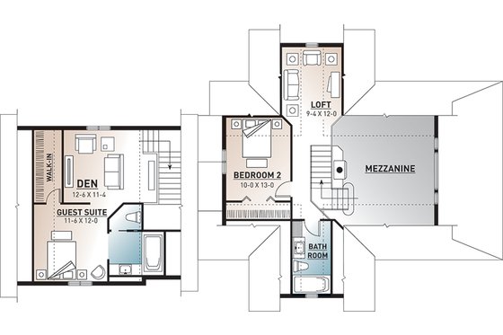 Floor Plan - Upper Floor for Traditional House Plan #23-485 - 3 bed, 3.5 bath