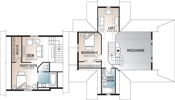 Floor Plan - Upper Floor for Traditional House Plan #23-485 - 3 bed, 3.5 bath