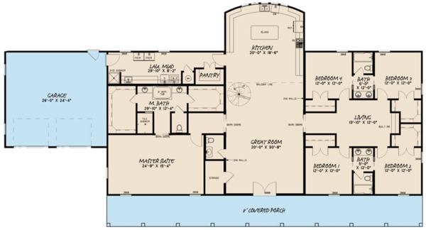 Barndominium Floor Plan - Main Floor Plan #923-114