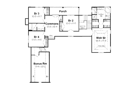 Floor Plan - Upper Floor for Colonial House Plan #312-608 - 4 bed, 2.5 bath