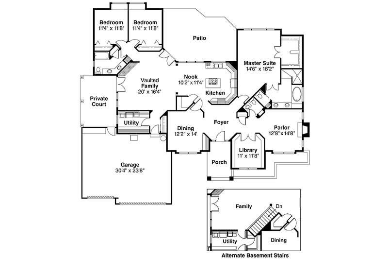 Home Plan - Floor Plan - Main Floor for Ranch House Plan #124-289 - 3 bed, 2.5 bath