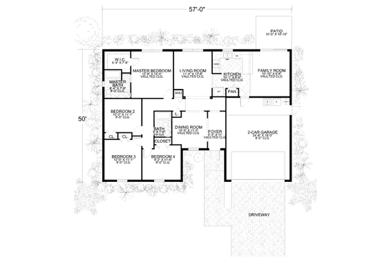 Floor Plan - Main Floor for Mediterranean House Plan #420-108 - 4 bed, 2 bath