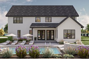 Exterior - Rear Elevation for Traditional House Plan #455-557 - 5 bed, 3.5 bath