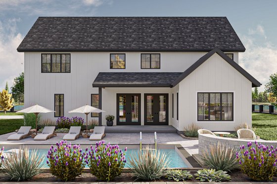 Exterior - Rear Elevation for Traditional House Plan #455-557 - 5 bed, 3.5 bath