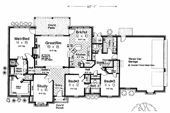 Floor Plan - Main Floor for European House Plan #310-249 - 3 bed, 2.5 bath
