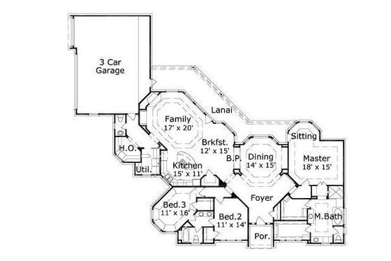Floor Plan - Main Floor for European House Plan #411-399 - 3 bed, 2.5 bath