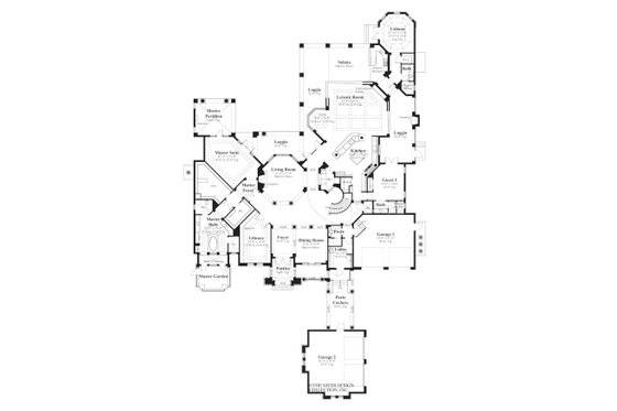 Floor Plan - Main Floor for Mediterranean House Plan #930-492 - 4 bed, 4.5 bath