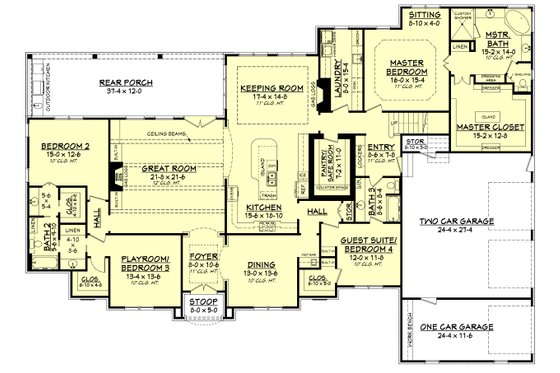 Floor Plan - Main Floor for European House Plan #430-128 - 4 bed, 3 bath