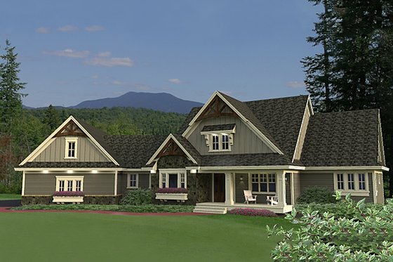 Exterior - Front Elevation for Craftsman House Plan #51-560 - 2 bed, 1.5 bath