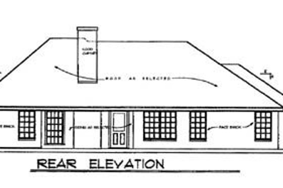 Exterior - Rear Elevation for Traditional House Plan #40-223 - 3 bed, 2 bath