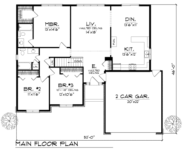 House Plan Design - Traditional Floor Plan - Main Floor Plan #70-137