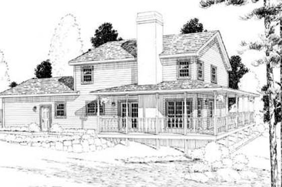 Exterior - Rear Elevation for Country House Plan #312-548 - 3 bed, 2.5 bath