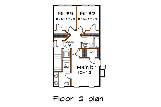 Floor Plan - Upper Floor for Farmhouse House Plan #79-341 - 3 bed, 2.5 bath