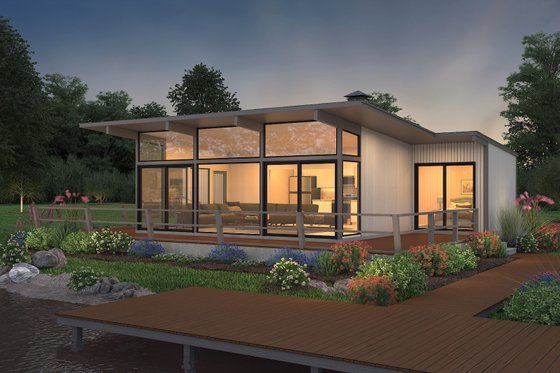 Exterior - Front Elevation 4 for Contemporary House Plan #72-529 - 2 bed, 2 bath