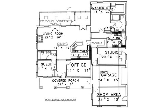 Floor Plan - Main Floor House Plan #117-564 - 2 bed, 2.5 bath