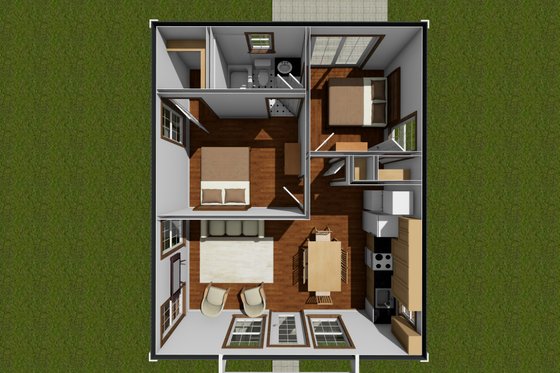 Floor Plan - Main Floor for Cottage House Plan #513-2232 - 2 bed, 1 bath