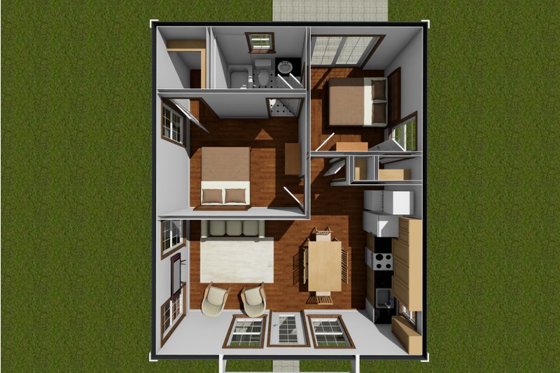 Dream House Plan - Floor Plan - Main Floor for Cottage House Plan #513-2232 - 2 bed, 1 bath
