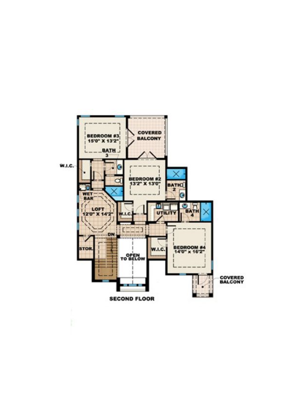 Mediterranean Floor Plan - Upper Floor Plan #27-526