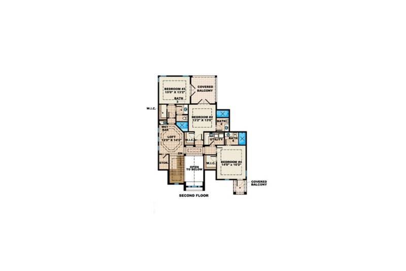 Dream House Plan - Floor Plan - Upper Floor for Mediterranean House Plan #27-526 - 4 bed, 4.5 bath