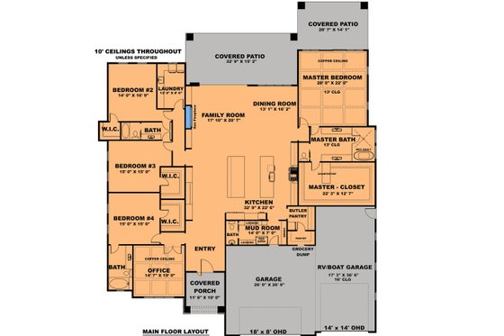 Floor Plan - Main Floor for Contemporary House Plan #1111-23 - 4 bed, 3.5 bath