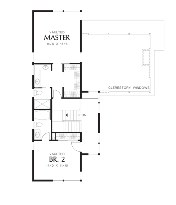 House Blueprint - Modern Floor Plan - Upper Floor Plan #48-525