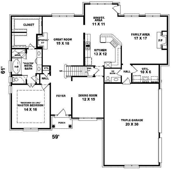 Colonial Floor Plan - Main Floor Plan #81-556