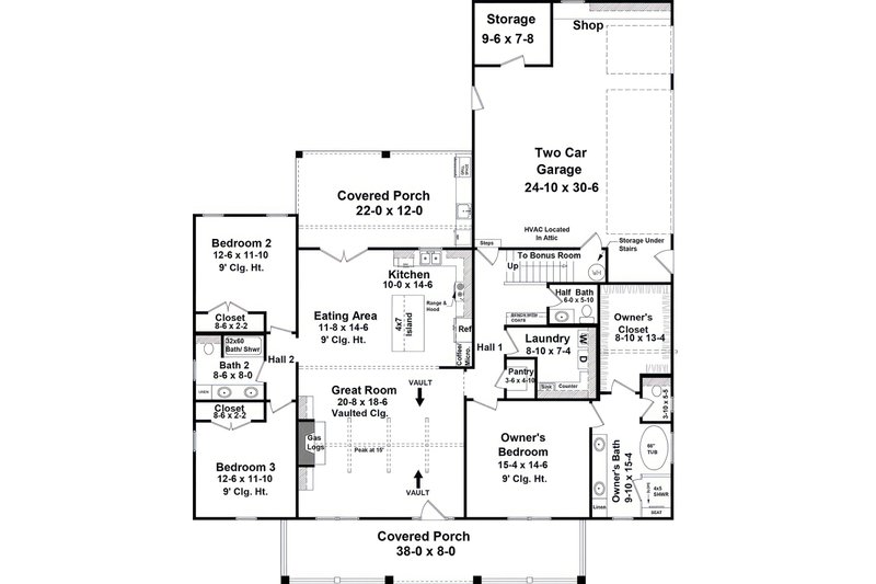 Home Plan - Floor Plan - Main Floor for Country House Plan #21-677 - 3 bed, 2 bath