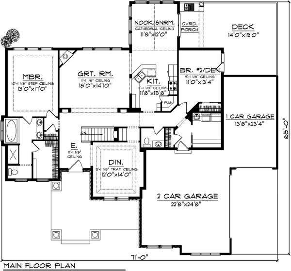 Home Plan - Ranch Floor Plan - Main Floor Plan #70-1039